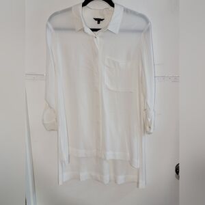 Staccato Women's White High Low Button Down Shirt Size Medium